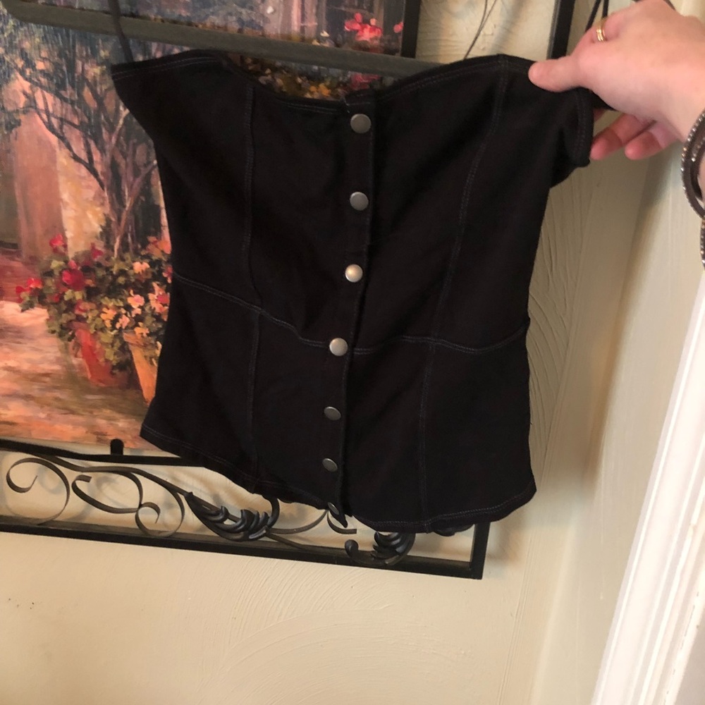 Black express one eleven corset snap top